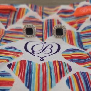 Brighton Black Square Post Earrings